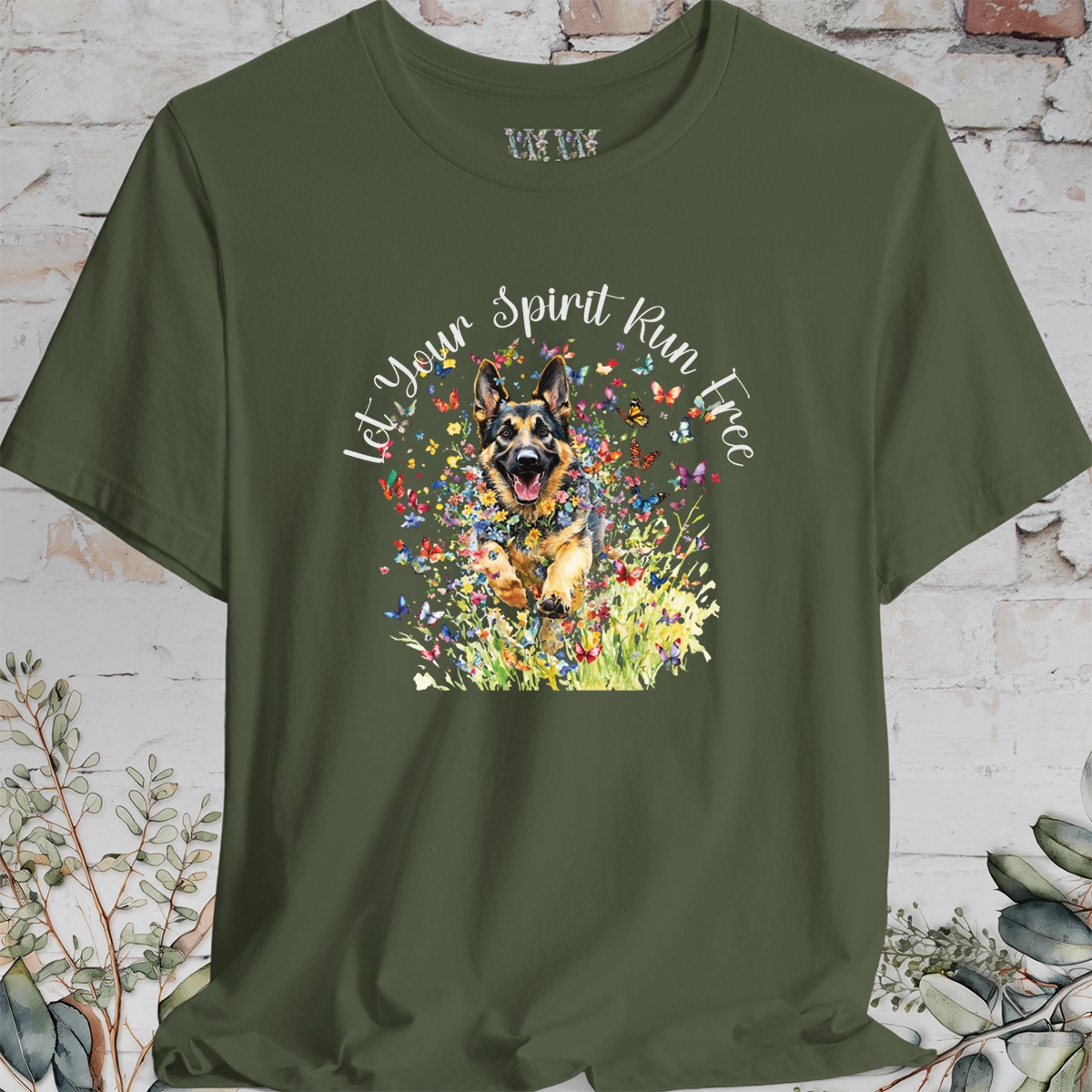 German Shepherd 'Let your spirit run free' T shirt