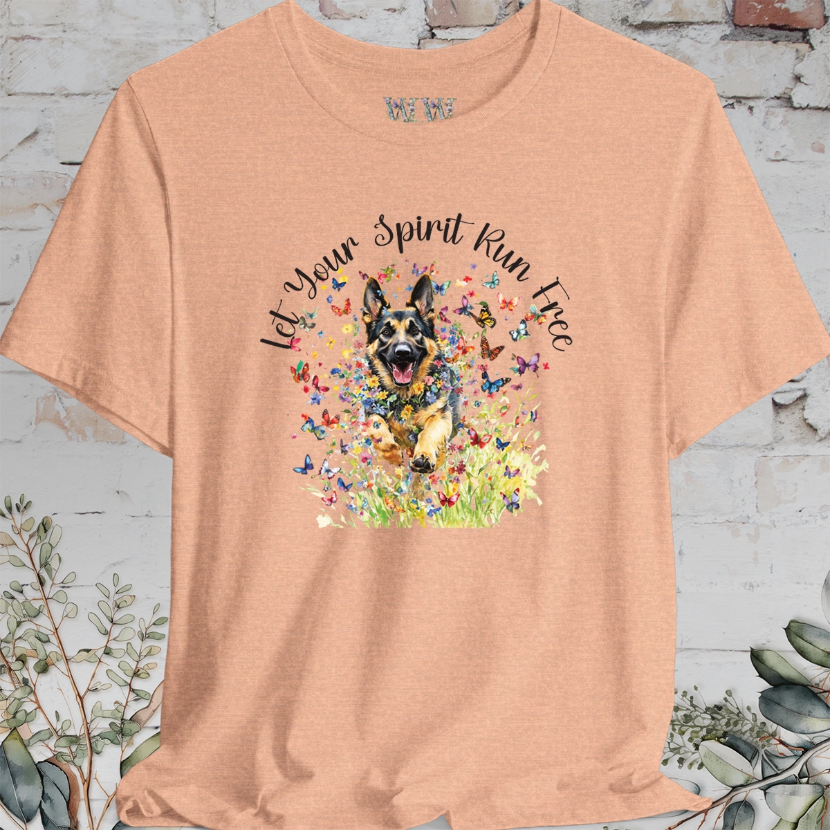 German Shepherd 'Let your spirit run free' T shirt
