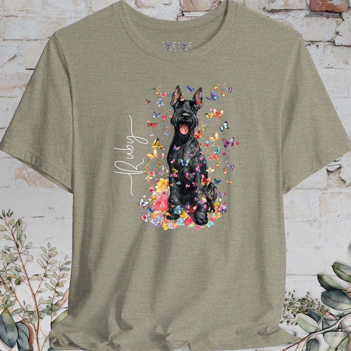 Giant Schnauzer #1 Floral Personalized T shirt