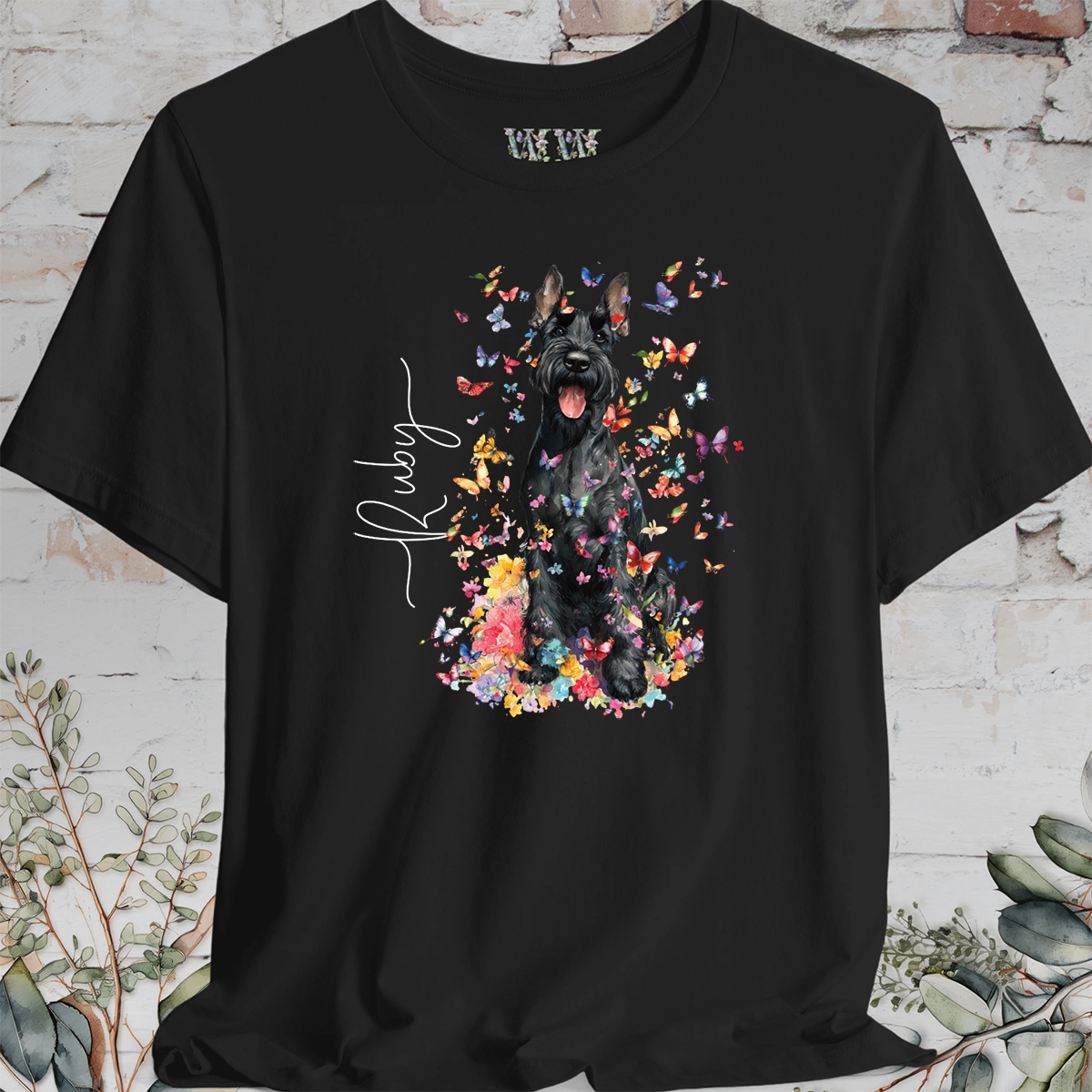 Giant Schnauzer #1 Floral Personalized T shirt