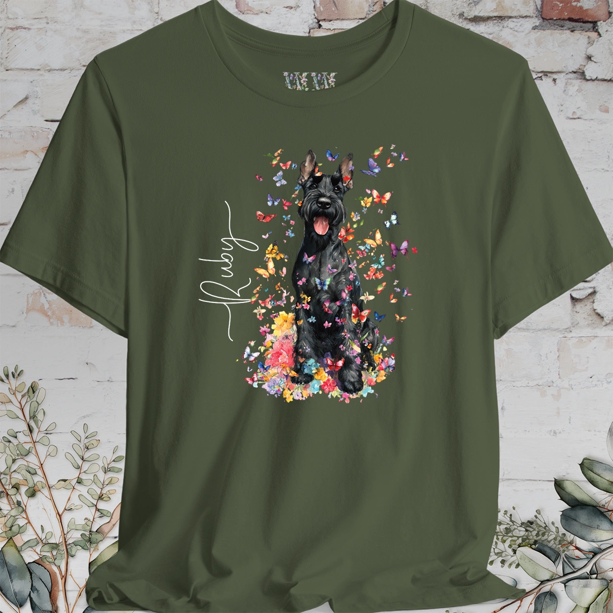 Giant Schnauzer #1 Floral Personalized T shirt