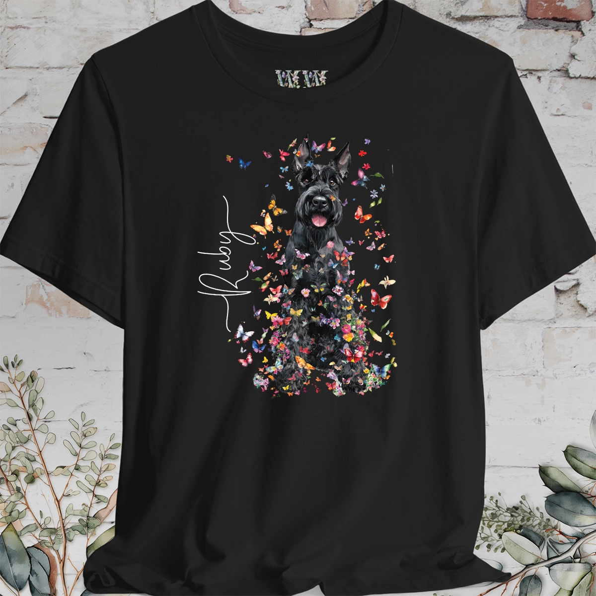 Giant Schnauzer #2 Floral Personalized T shirt