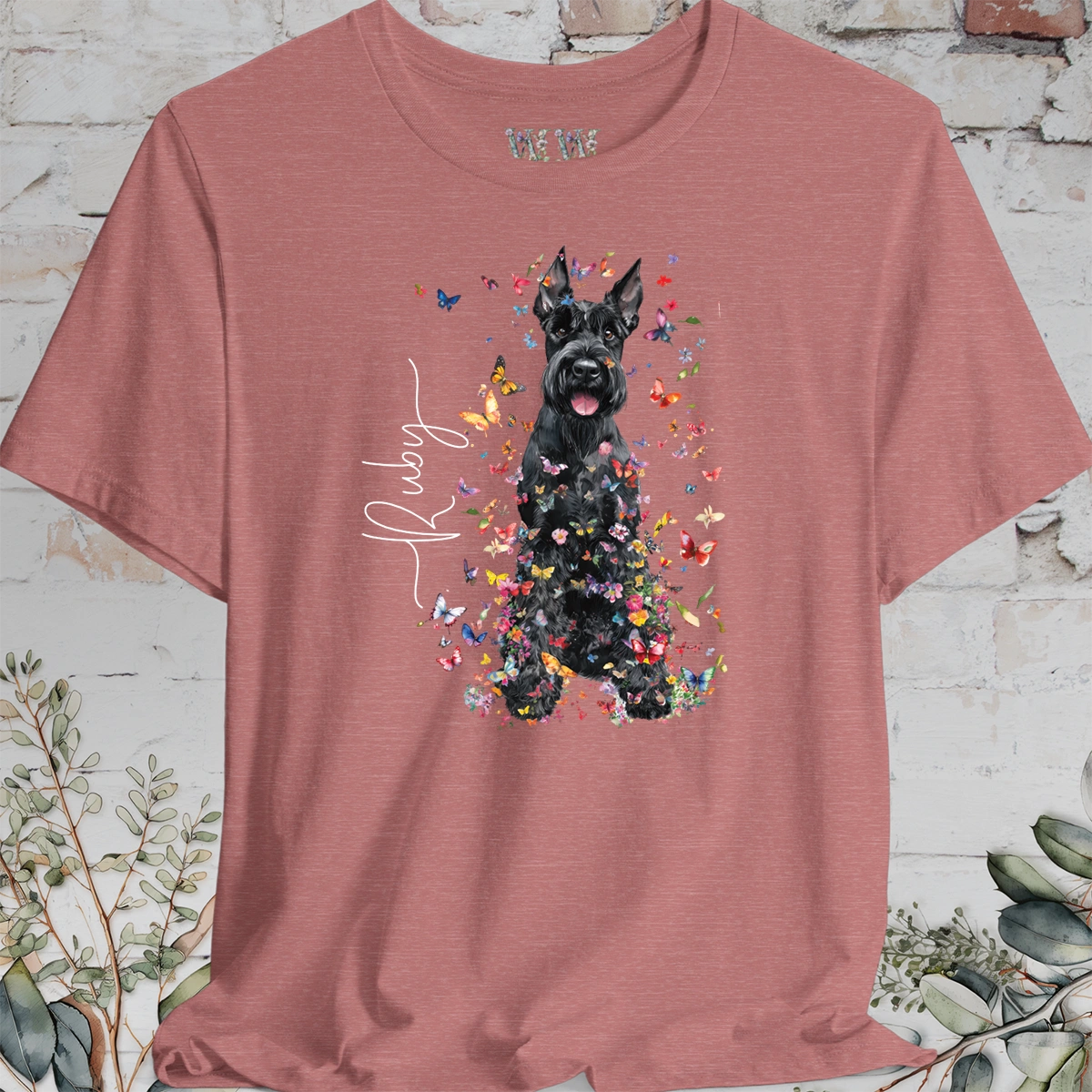 Giant Schnauzer #2 Floral Personalized T shirt