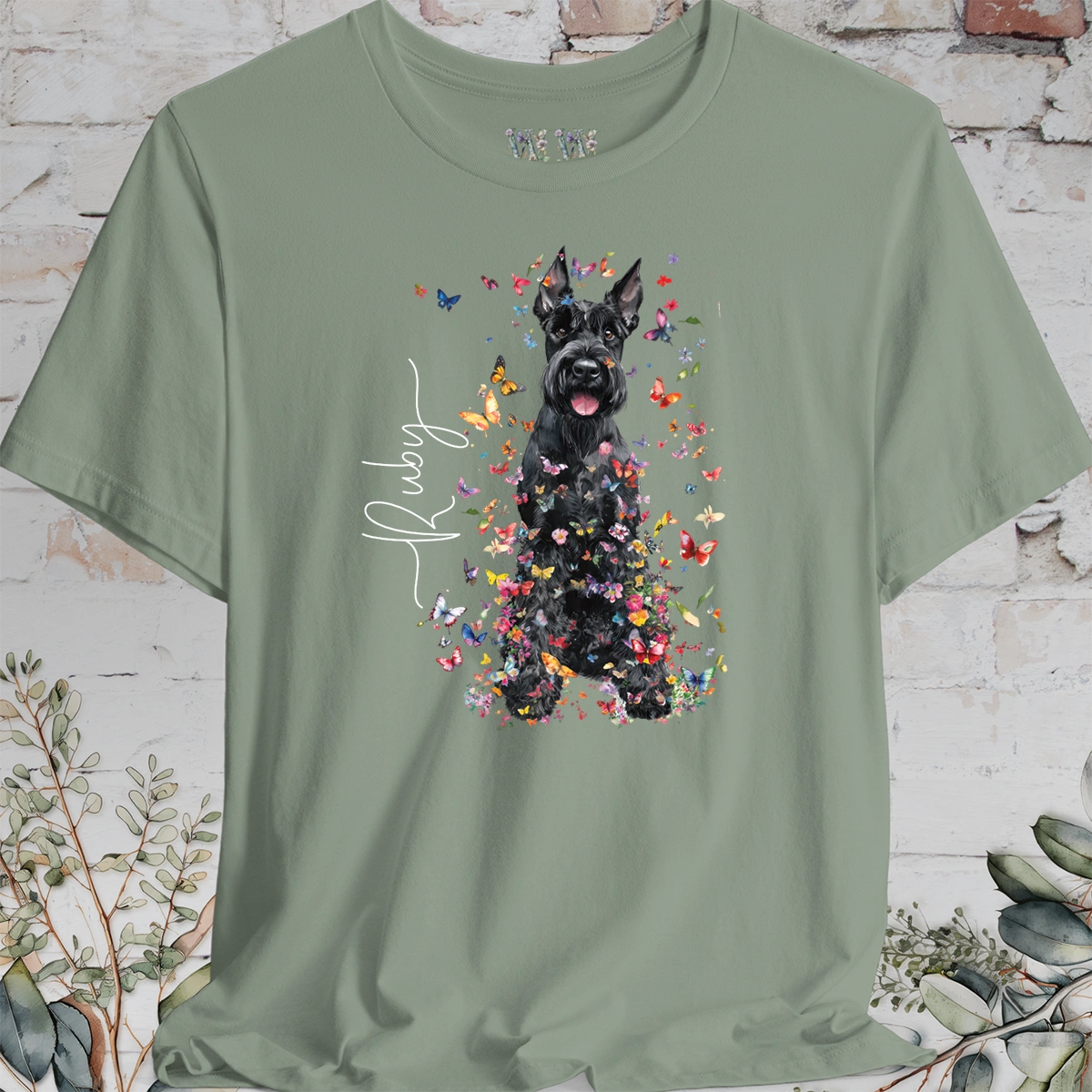 Giant Schnauzer #2 Floral Personalized T shirt