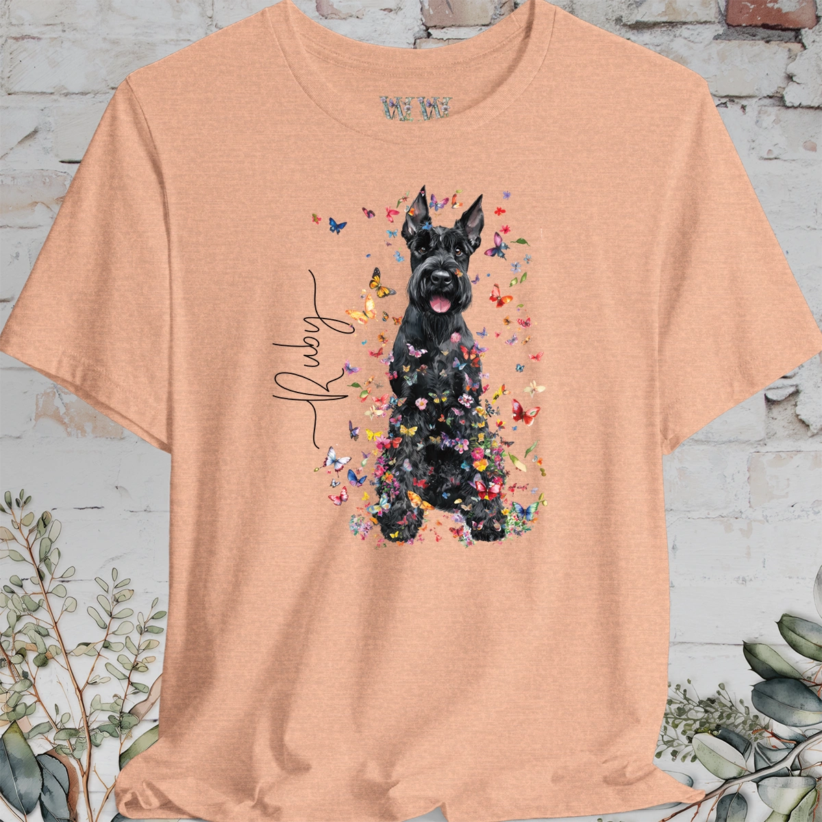 Giant Schnauzer #2 Floral Personalized T shirt