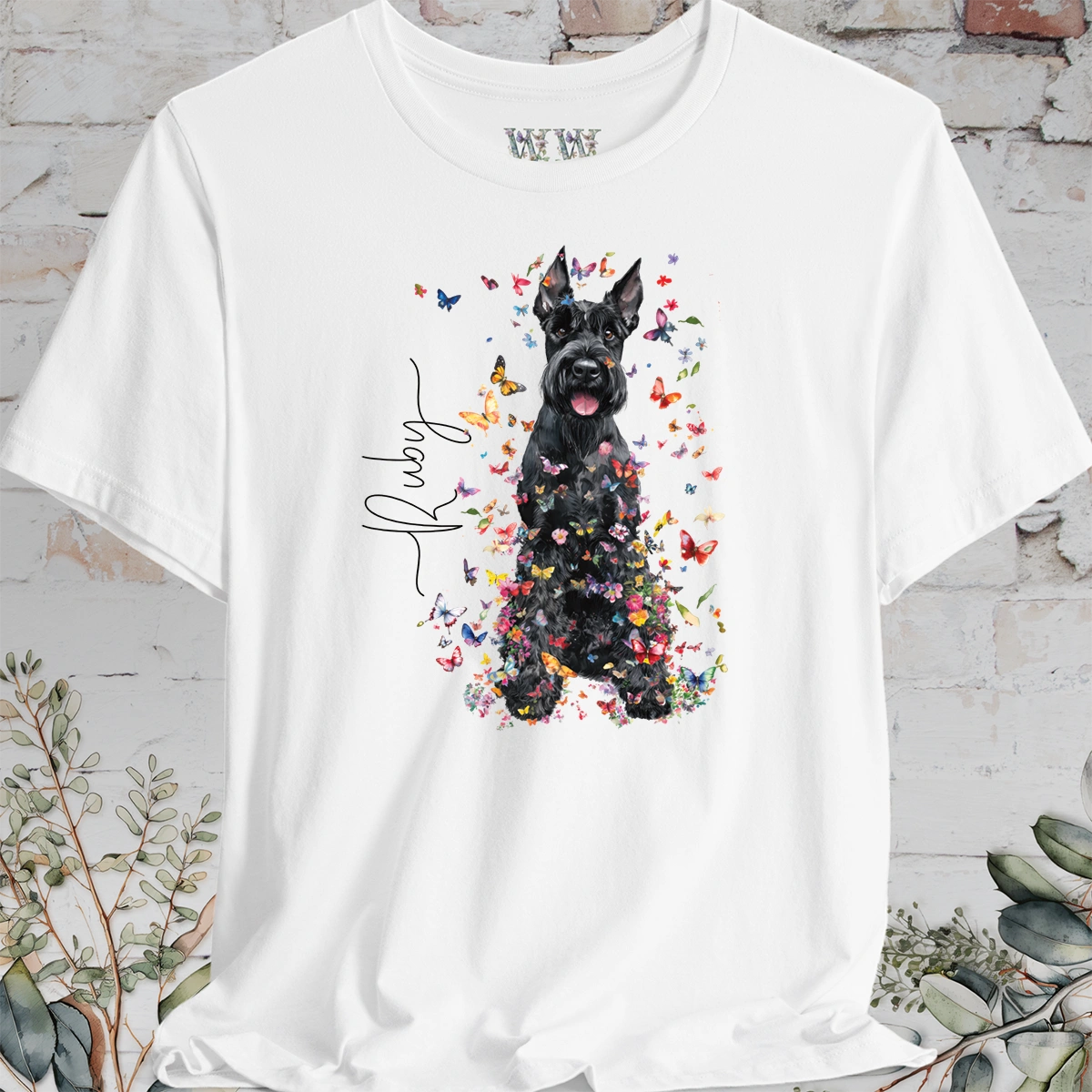 Giant Schnauzer #2 Floral Personalized T shirt