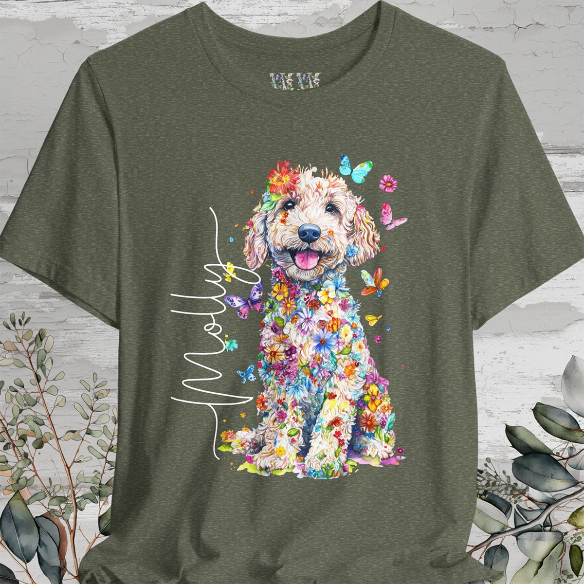 Golden Doodle Floral Personalized T shirt