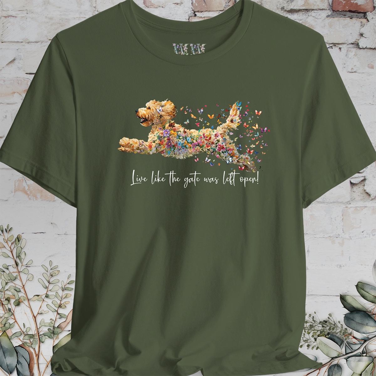 Golden Doodle #2 "Live like the gate was left open" T shirt