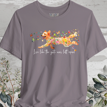 Golden Doodle 'Live like the gate was left open' T shirt