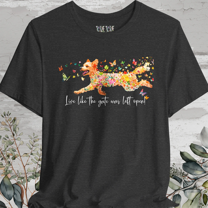 Golden Doodle 'Live like the gate was left open' T shirt