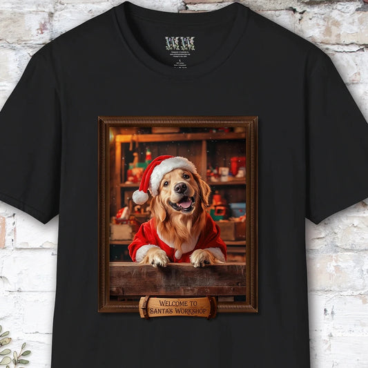 Golden Retriever Santa's Workshop Unisex T shirt