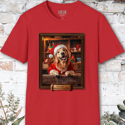 Golden Retriever Santa's Workshop Unisex T shirt