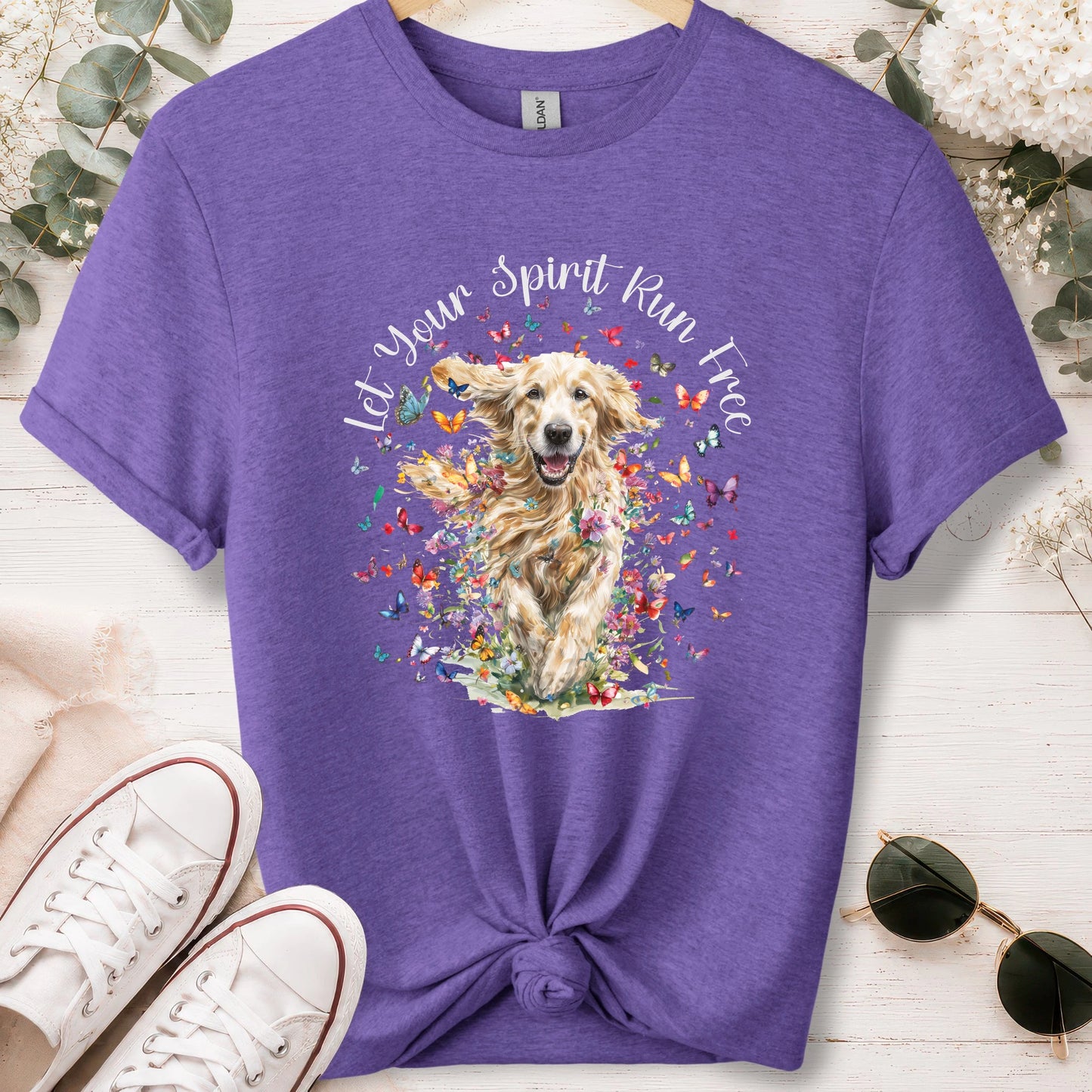 Golden Retriever #3, Let your spirit run free, unisex T shirt