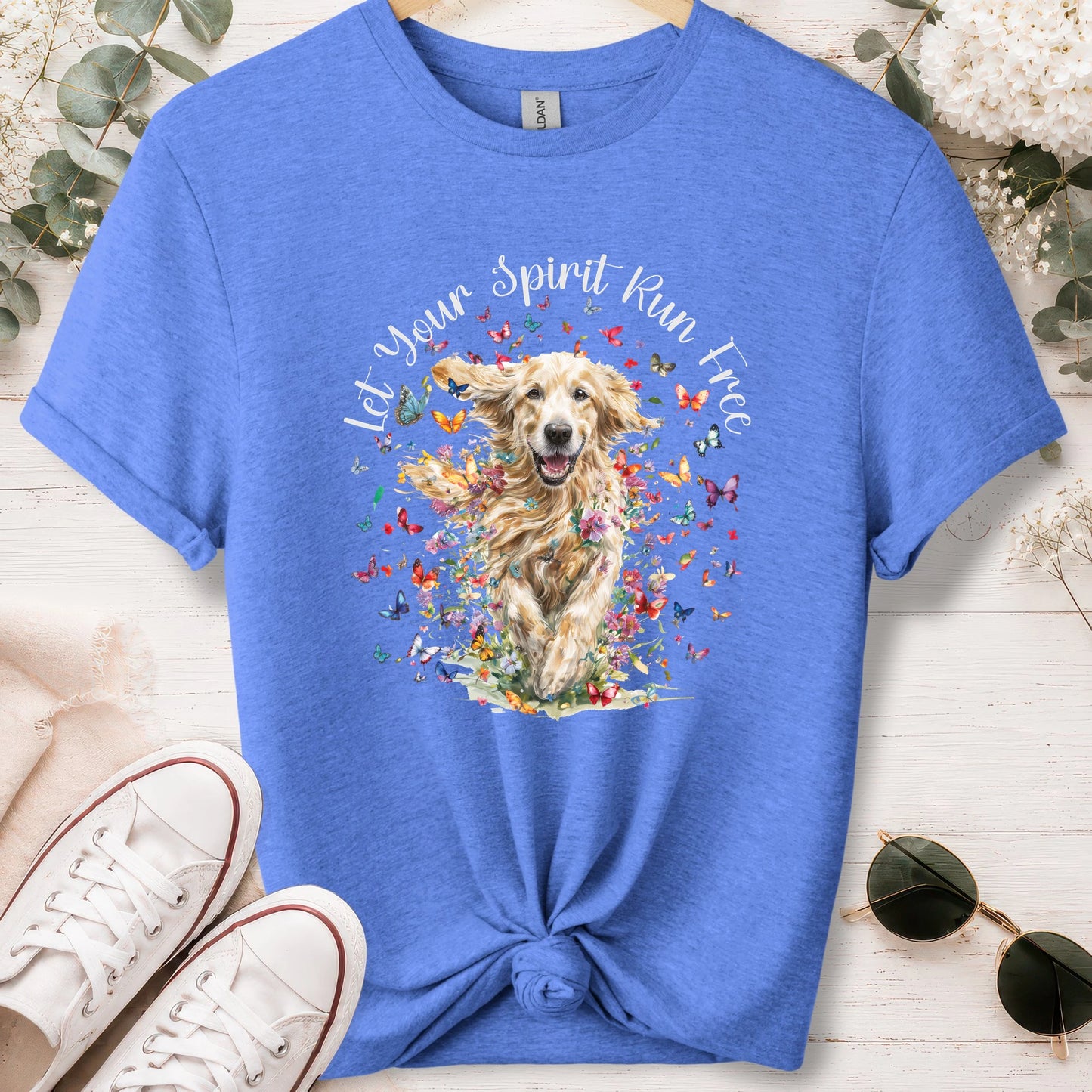 Golden Retriever #3, Let your spirit run free, unisex T shirt