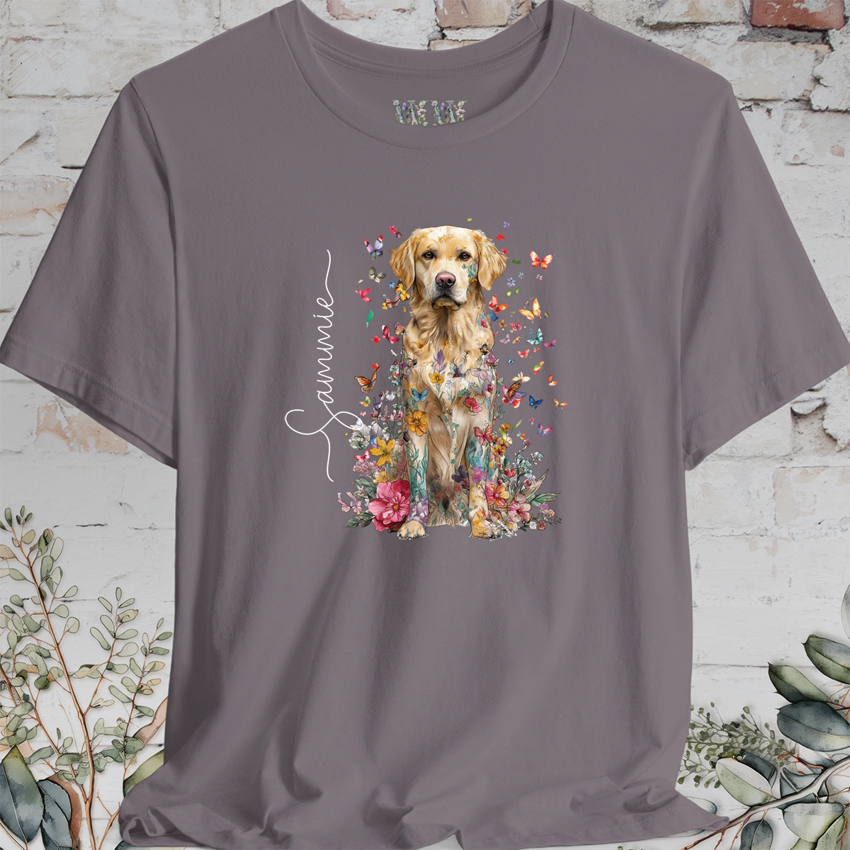 Golden Retreiver #3 Floral Personalized T shirt
