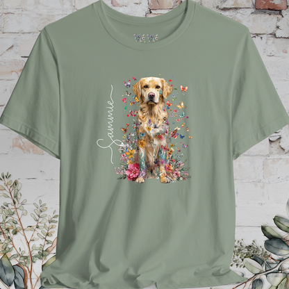 Golden Retreiver #3 Floral Personalized T shirt