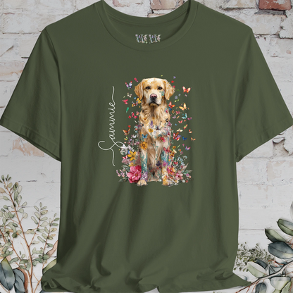 Golden Retreiver #3 Floral Personalized T shirt