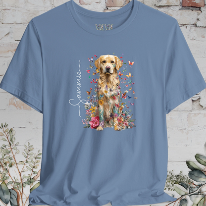 Golden Retreiver #3 Floral Personalized T shirt
