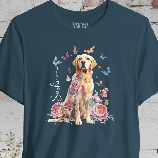 Golden Retriever Peony Butterfly T shirt