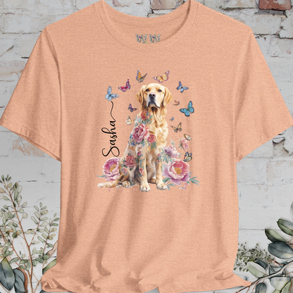 Golden Retriever Peony Butterfly T shirt