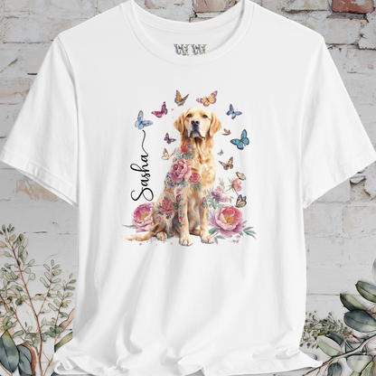 Golden Retriever Peony Butterfly T shirt