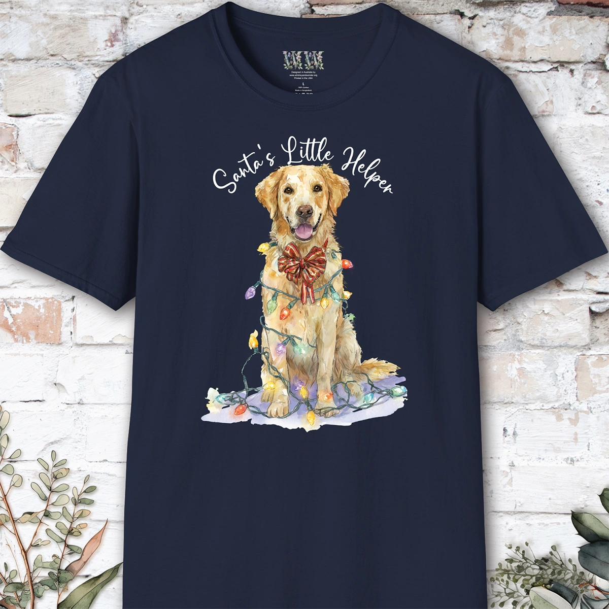 Golden Retriever Santa's little helper. unisex T shirt