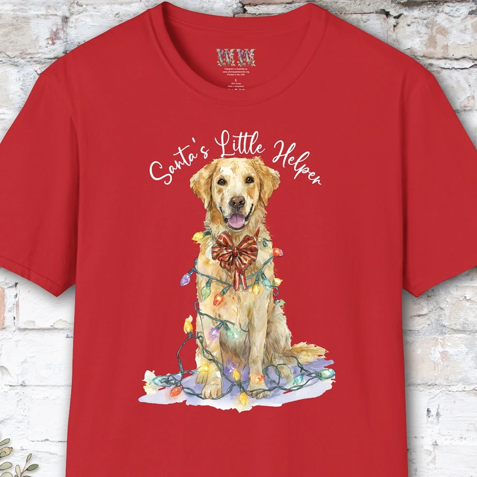 Golden Retriever Santa's little helper. unisex T shirt