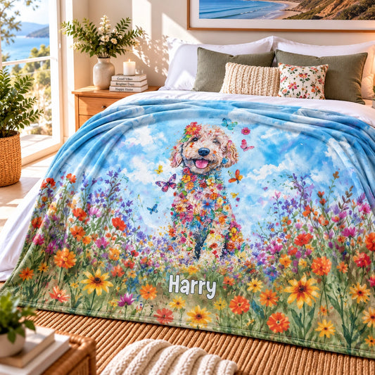 Golden Doodle Meadow Personalised Blanket