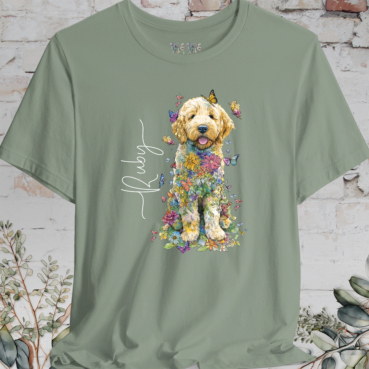 Golden Doodle/Groodle Puppy floral personalized T shirt