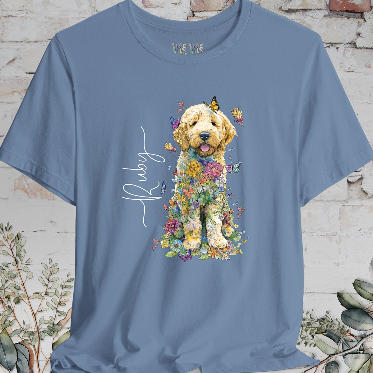 Golden Doodle/Groodle Puppy floral personalized T shirt