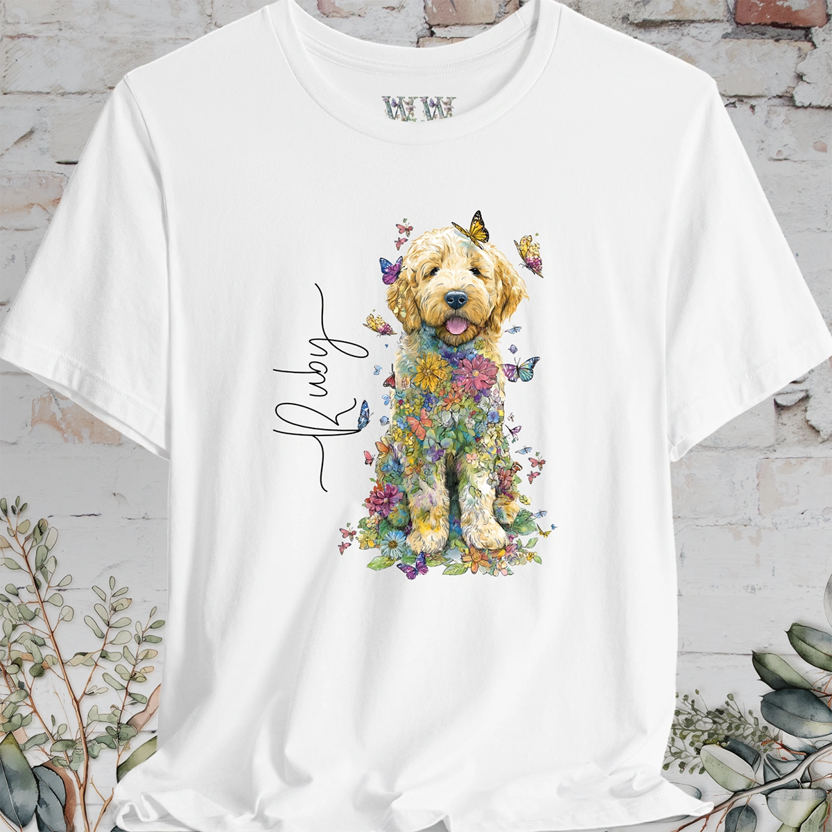 Golden Doodle/Groodle Puppy floral personalized T shirt