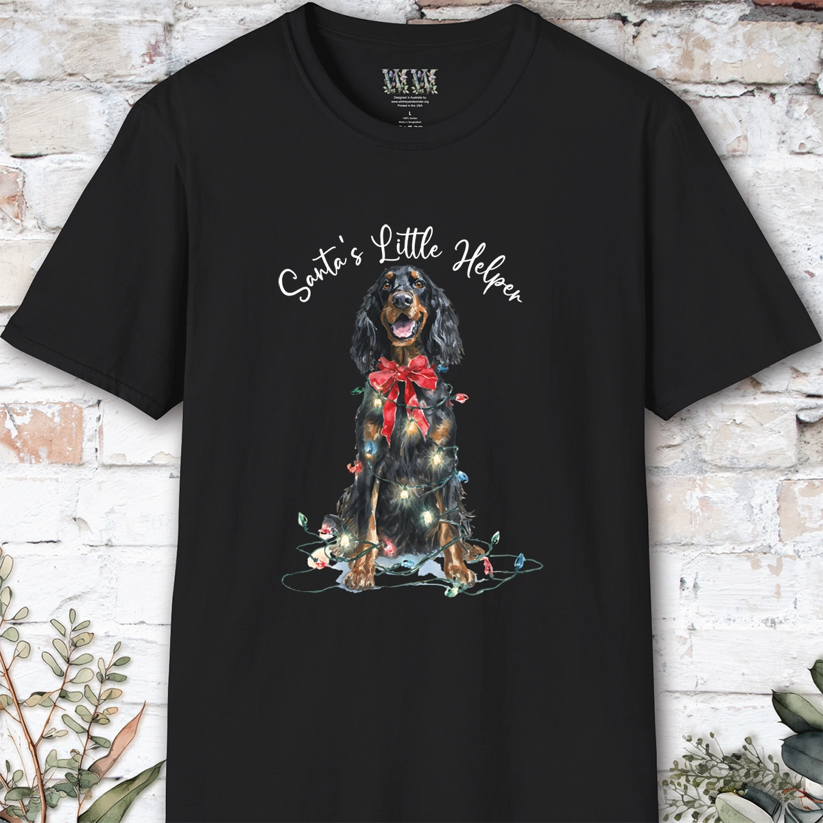Gordon Setter Santa's little helper. unisex T shirt