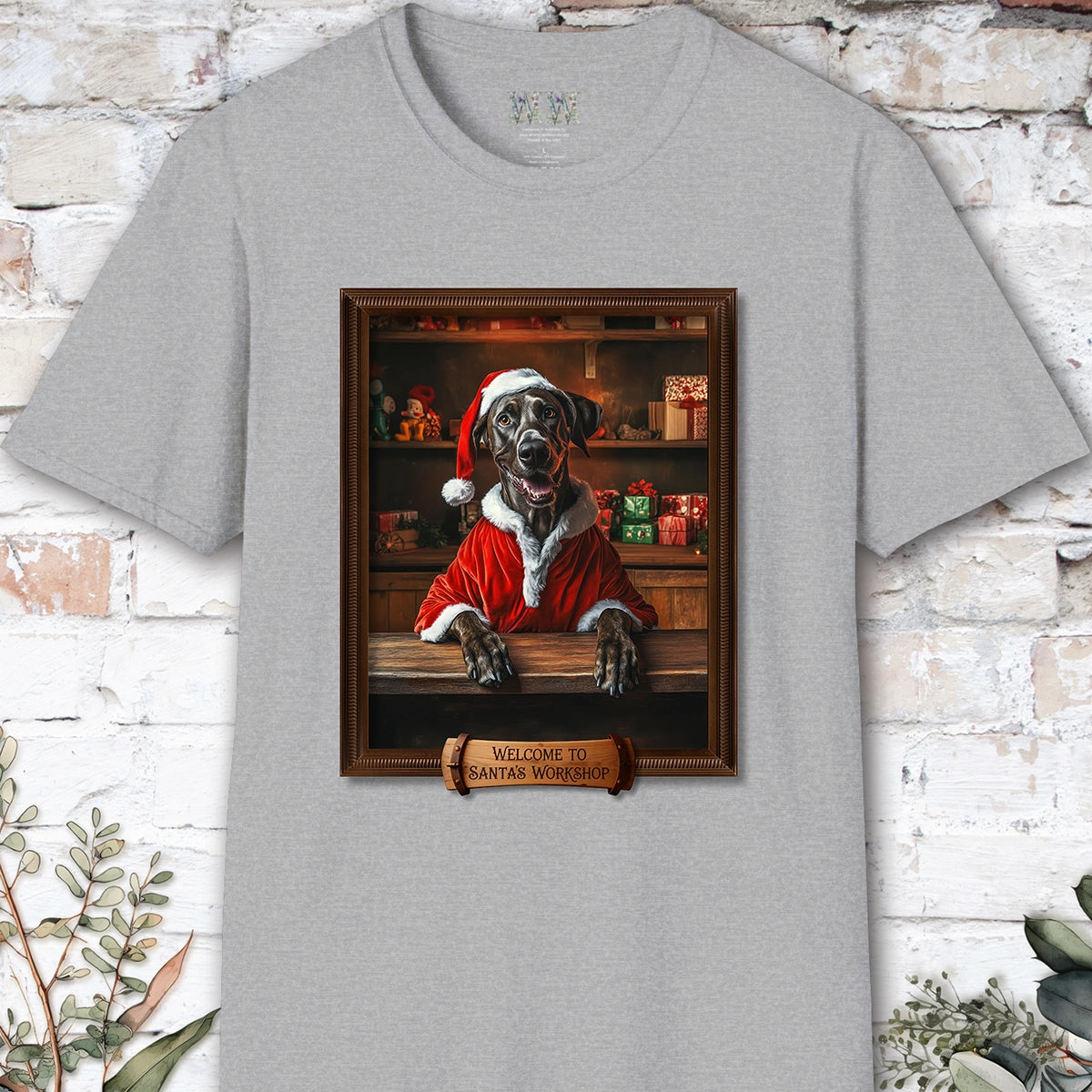 Great Dane Santa's Workshop Unisex T shirt