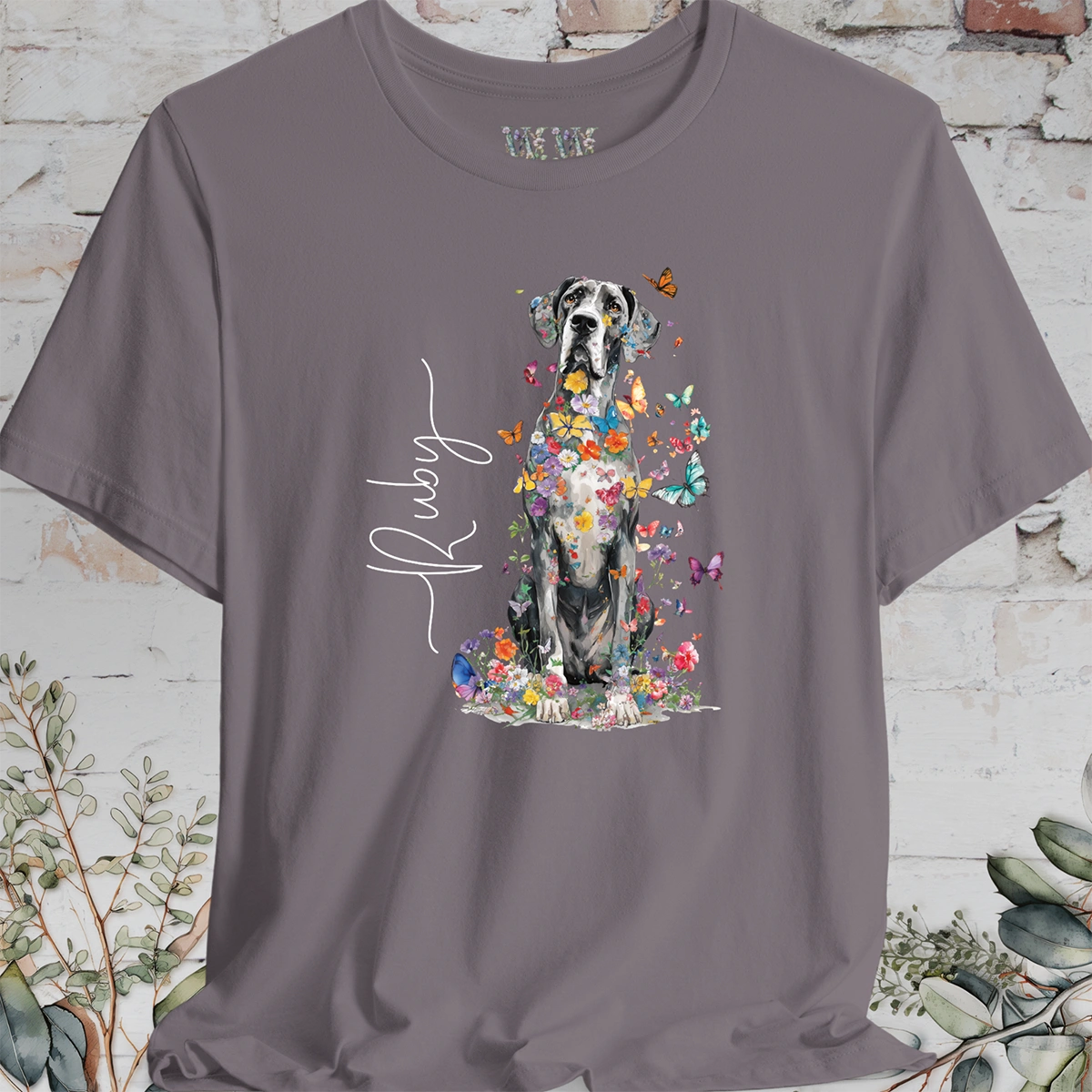 Great Dane #1 Floral Personalized T shirt