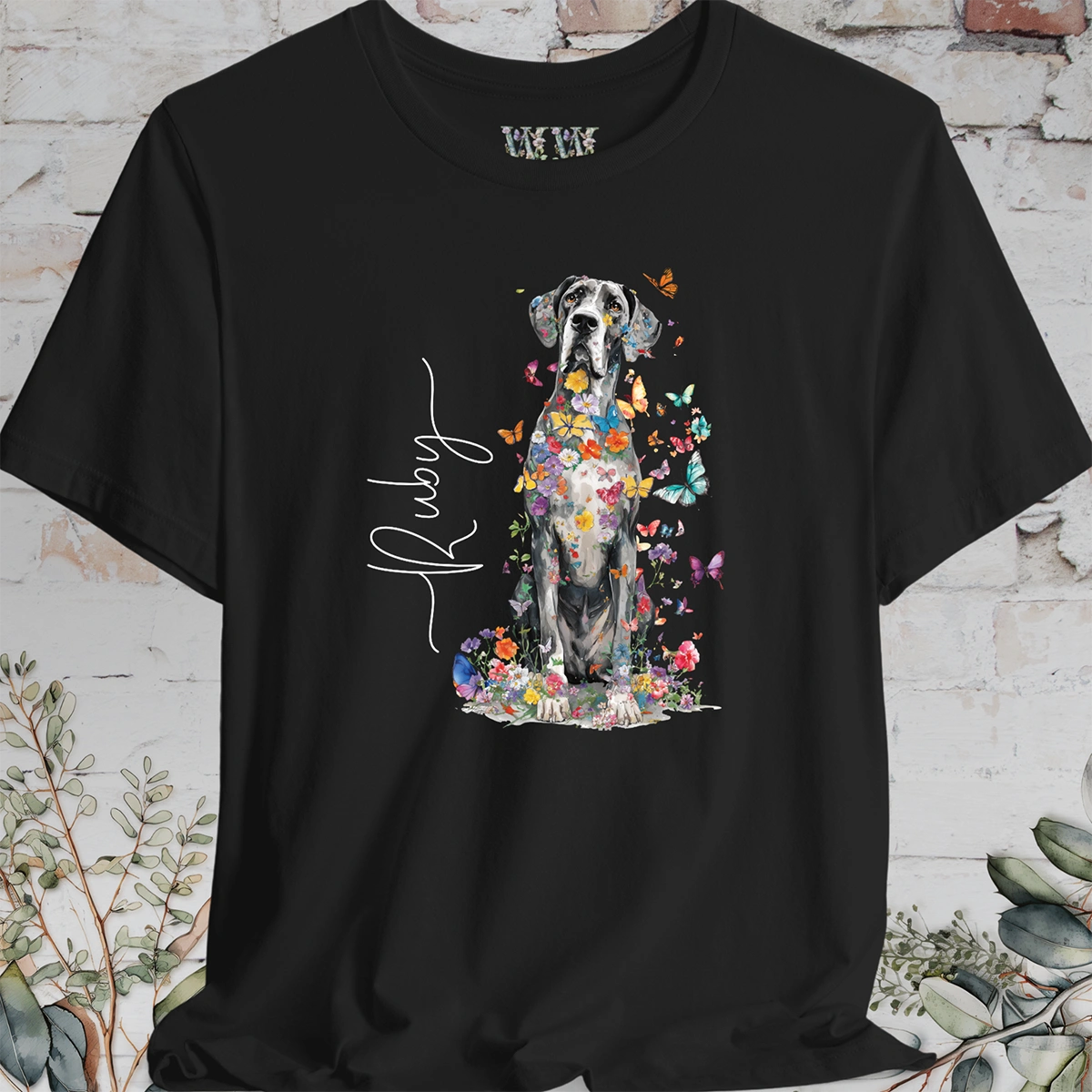 Great Dane #1 Floral Personalized T shirt