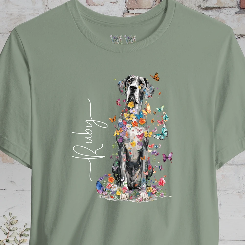 Great Dane #1 Floral Personalized T shirt