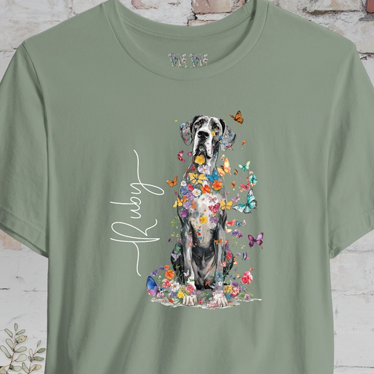 Great Dane #1 Floral Personalized T shirt