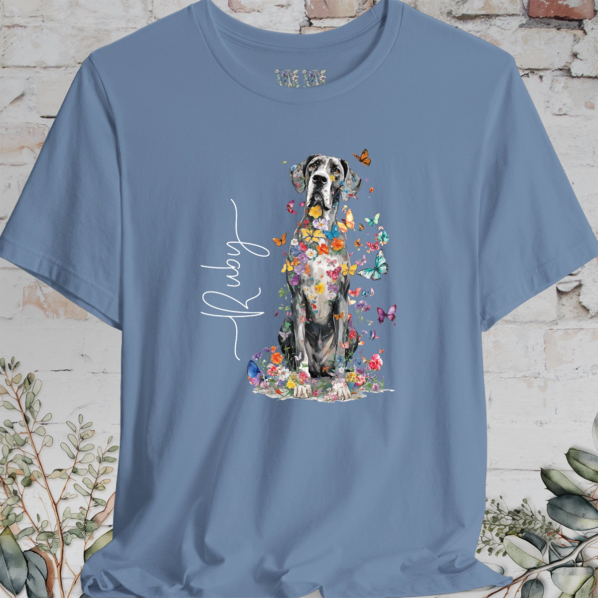 Great Dane #1 Floral Personalized T shirt