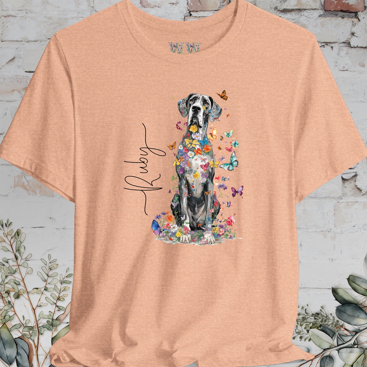 Great Dane #1 Floral Personalized T shirt