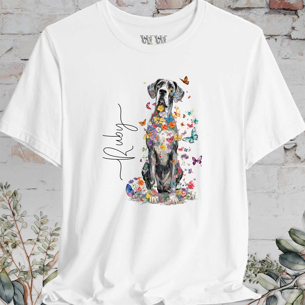 Great Dane #1 Floral Personalized T shirt