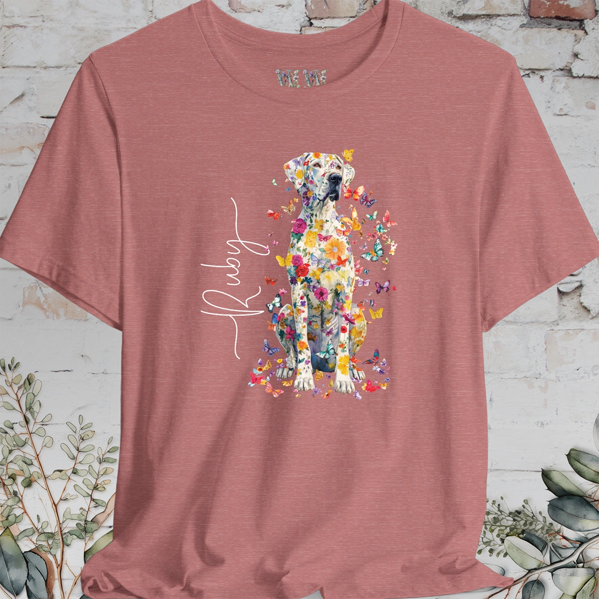 Great Dane #2 Floral Personalized T shirt
