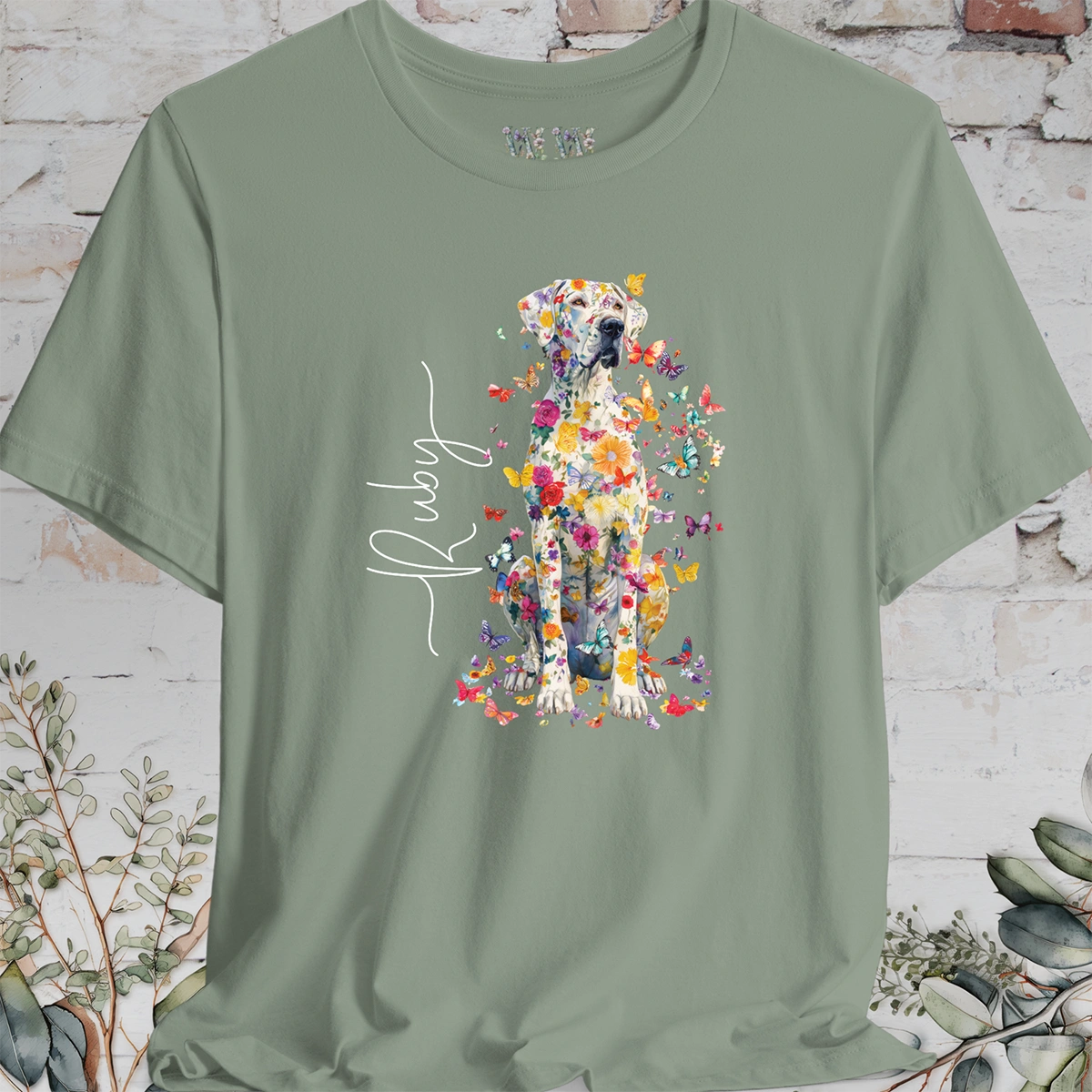 Great Dane #2 Floral Personalized T shirt
