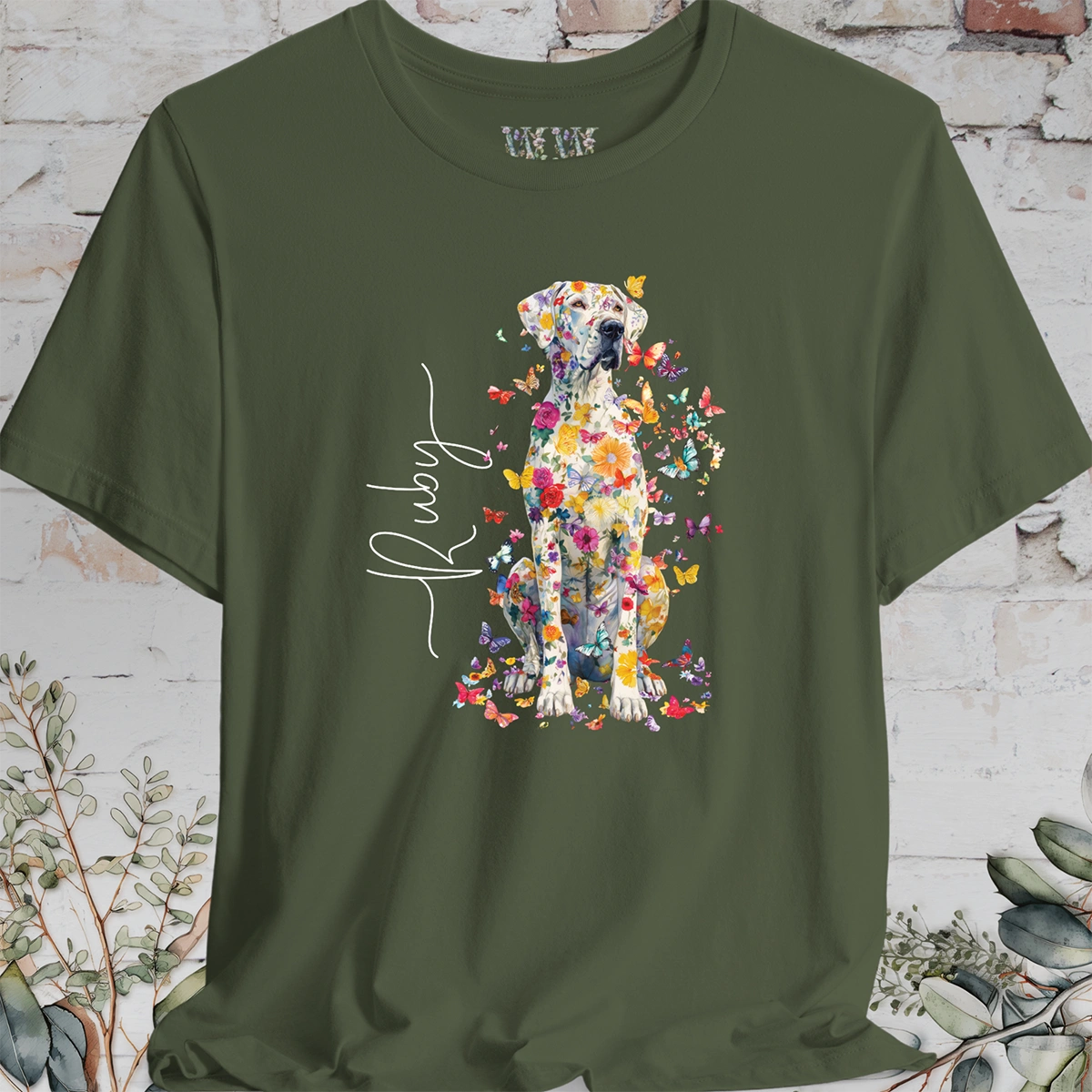 Great Dane #2 Floral Personalized T shirt