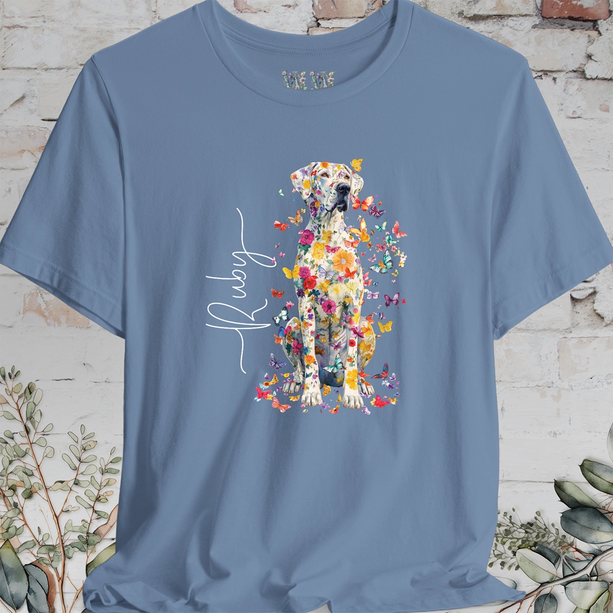 Great Dane #2 Floral Personalized T shirt