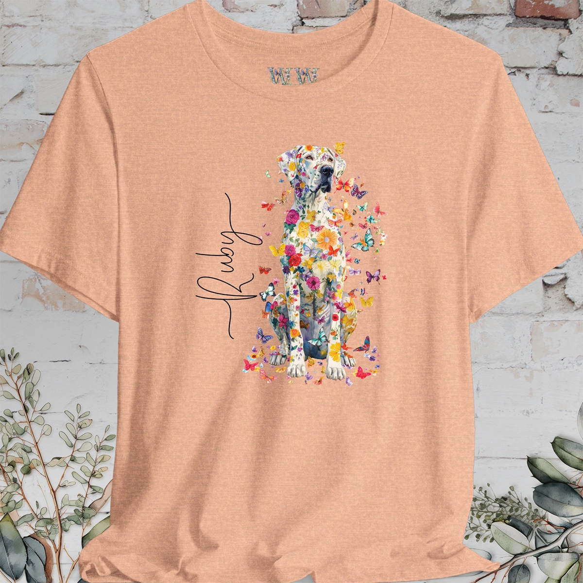 Great Dane #2 Floral Personalized T shirt