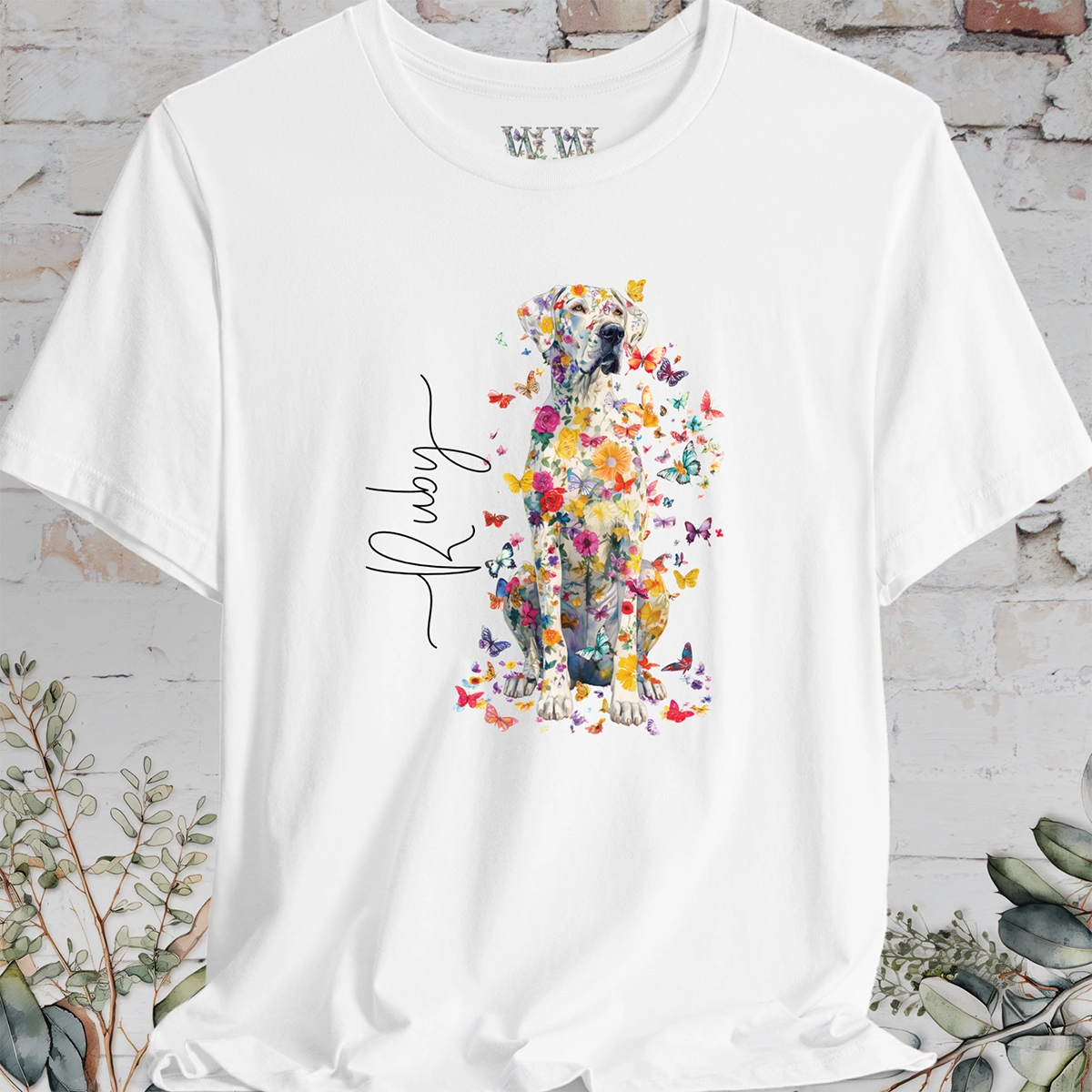 Great Dane #2 Floral Personalized T shirt