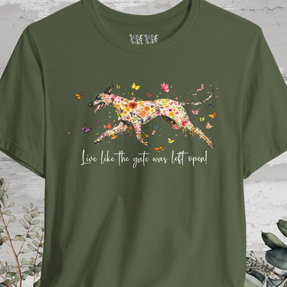 Great Dane #1 "Live like the gate was left open" Unisex T shirt