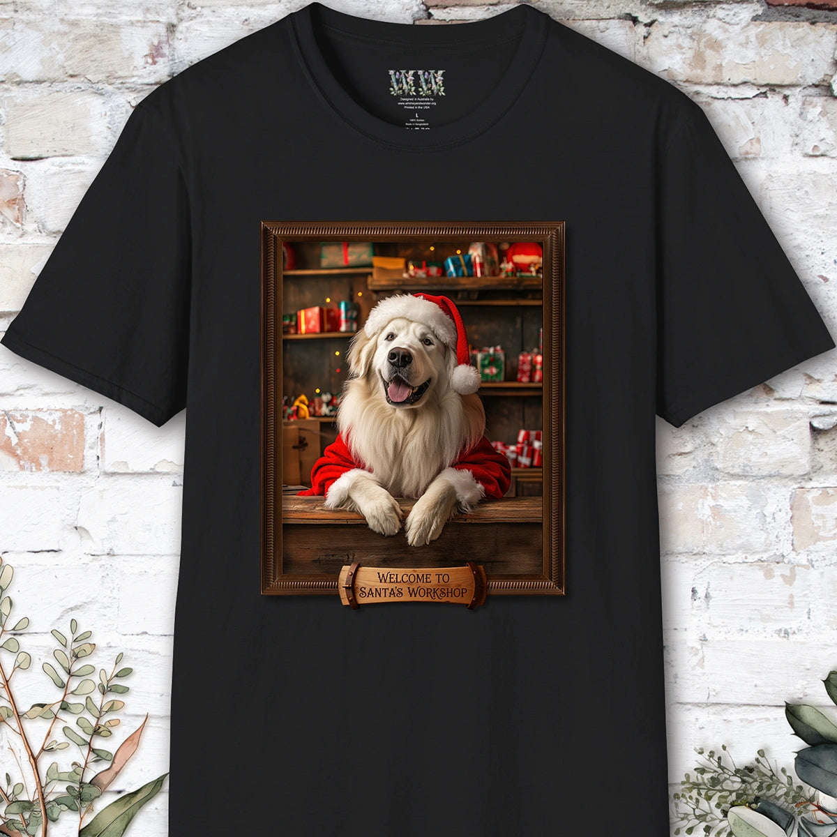 Great Pyrenees Santa's Workshop Unisex T shirt
