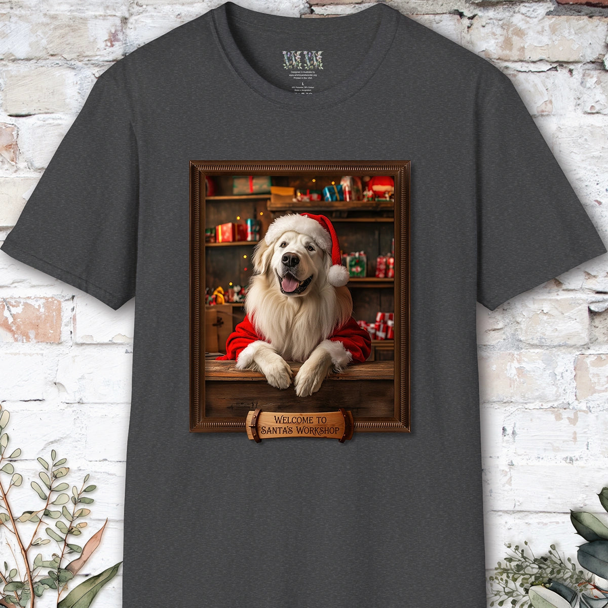 Great Pyrenees Santa's Workshop Unisex T shirt