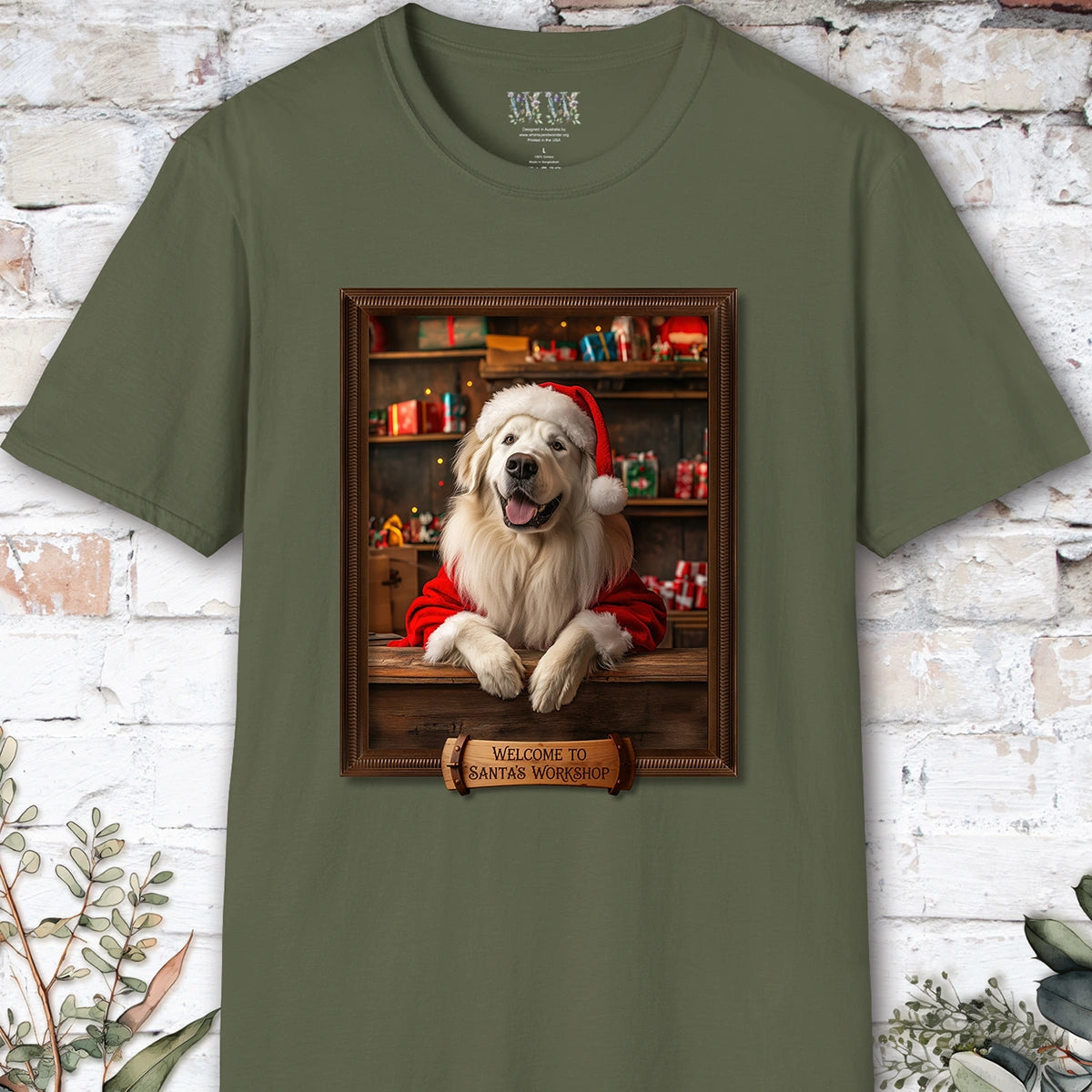 Great Pyrenees Santa's Workshop Unisex T shirt